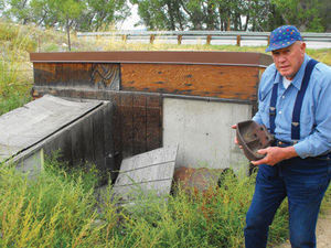 Joe Cogan with a waterwheel
